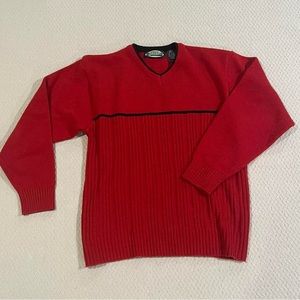 White out, men’s V-neck knit, sweater, size large‎